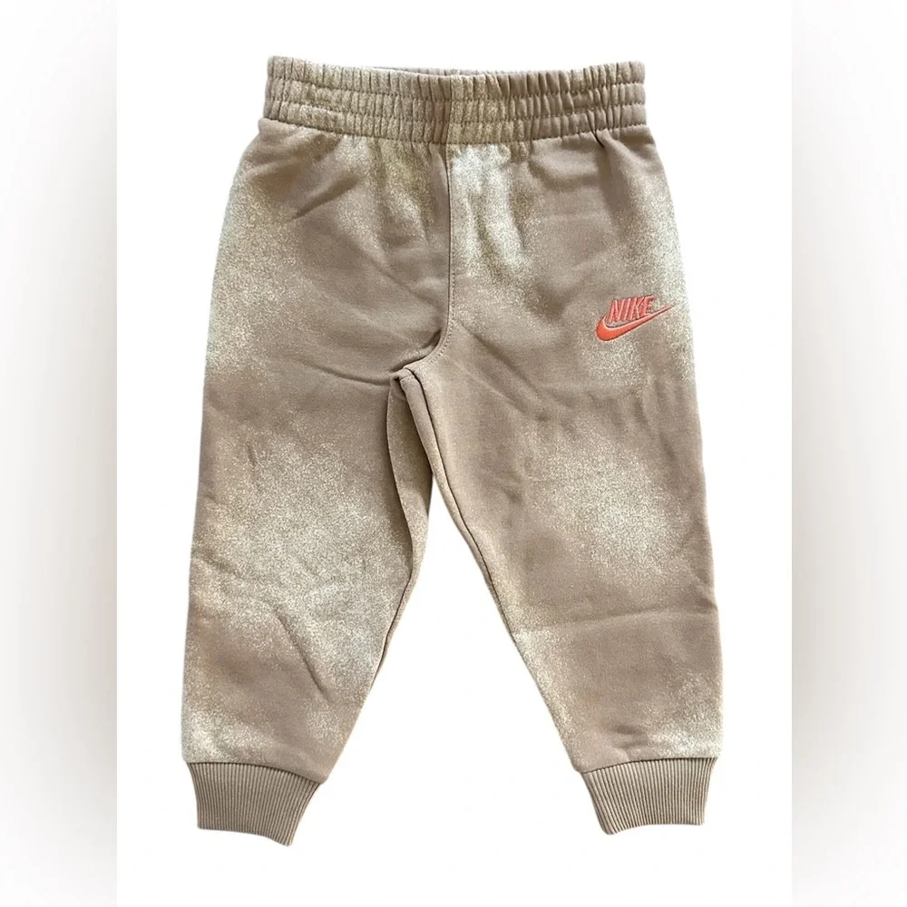 Nike Tan Khaki Logo Hooded Sweatshirt & Joggers Set Boys Size 4T NWT - Picture 3 of 5